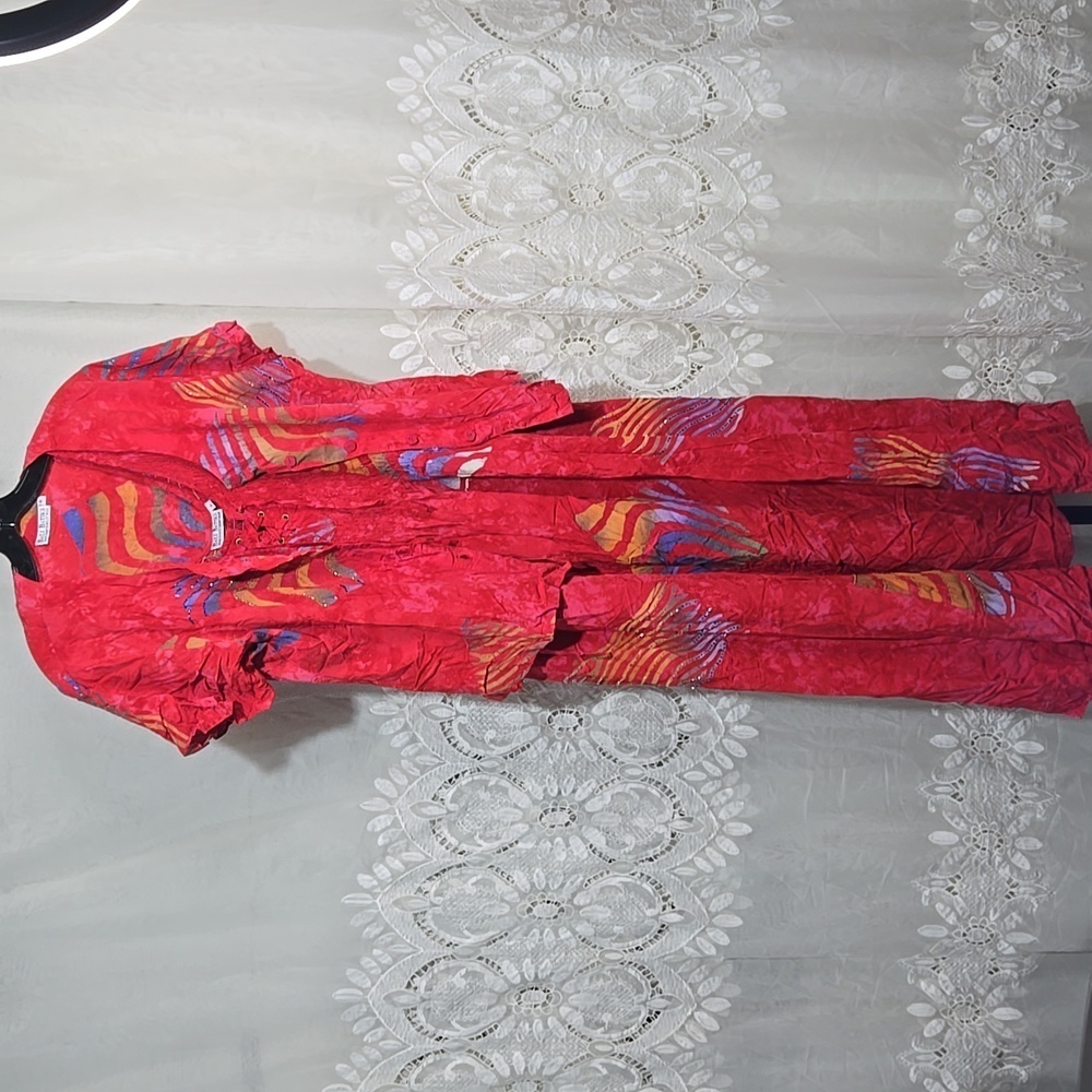 Vintage BALI BATIKS Resort Wear Dress and Jacket size X-Large BoHo Beaded XL